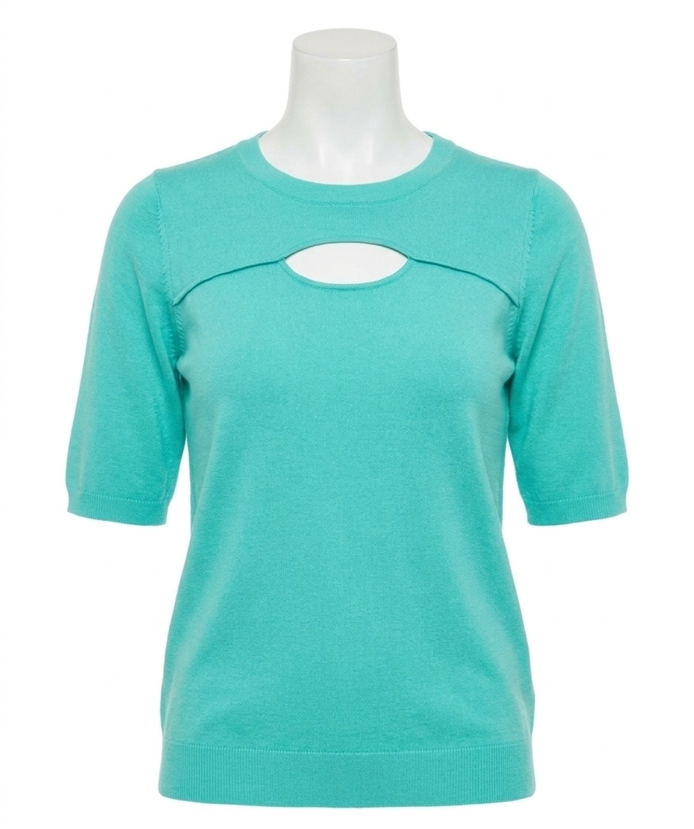 NEW ESQUALO sigrun short sleeve open front sweater in pool blue